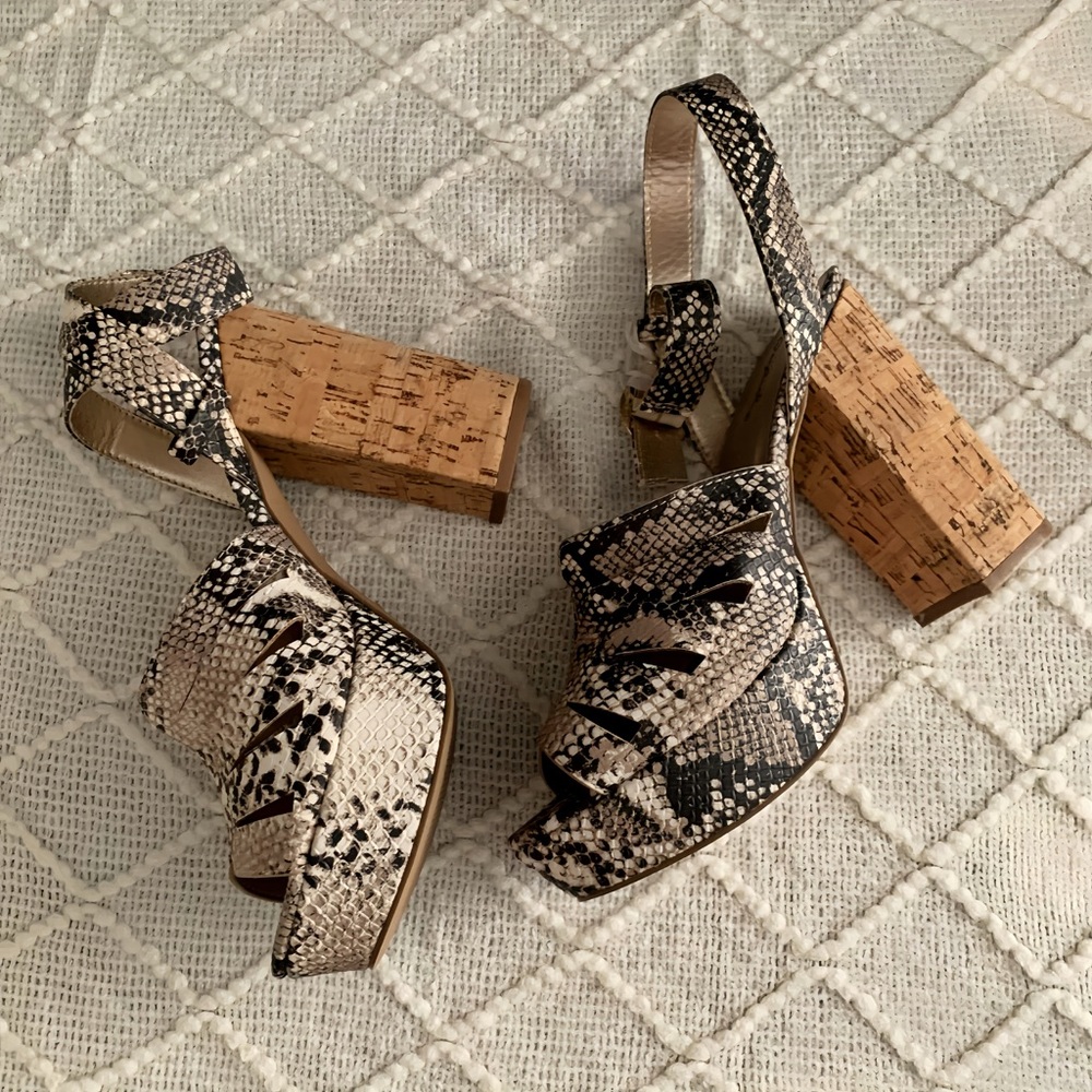 Vegan Snakeskin Platform Heels
